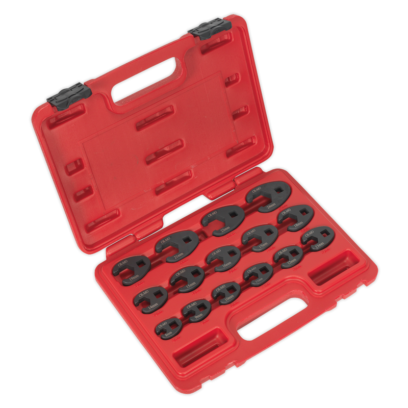 Crow's Foot Spanner Set 15pc 3/8"Sq Drive Metric | Pipe Manufacturers Ltd..