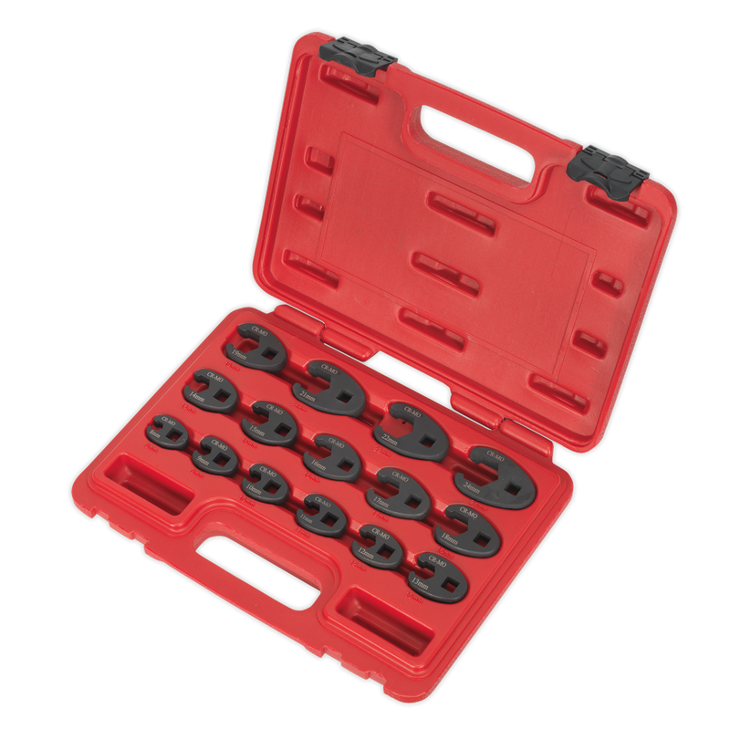 Crow's Foot Spanner Set 15pc 3/8"Sq Drive Metric | Pipe Manufacturers Ltd..