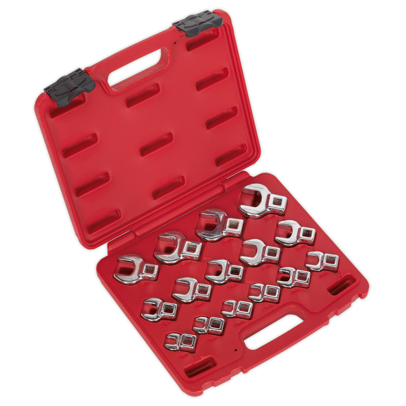 Crow's Foot Open End Spanner Set 15pc 3/8"Sq Drive Metric | Pipe Manufacturers Ltd..