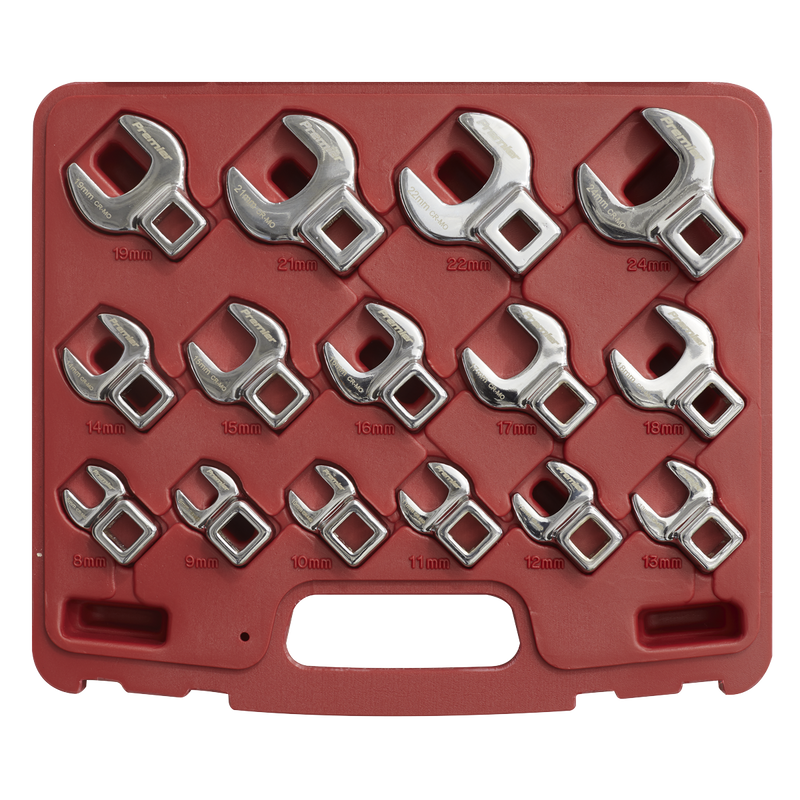 Crow's Foot Open End Spanner Set 15pc 3/8"Sq Drive Metric | Pipe Manufacturers Ltd..