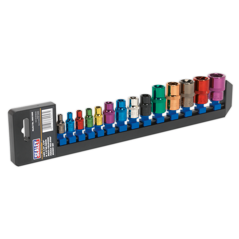 TRX-Star* Socket Set 14pc 1/4", 3/8" & 1/2"Sq Drive E4-E24 Multi-Coloured | Pipe Manufacturers Ltd..