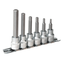 Hex Socket Bit Set with Rail 6pc 3/8"Sq Drive Metric | Pipe Manufacturers Ltd..