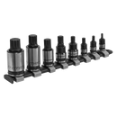 Spline Socket Bit Set 8pc 1/4", 3/8" & 1/2"Sq Drive Black Series | Pipe Manufacturers Ltd..