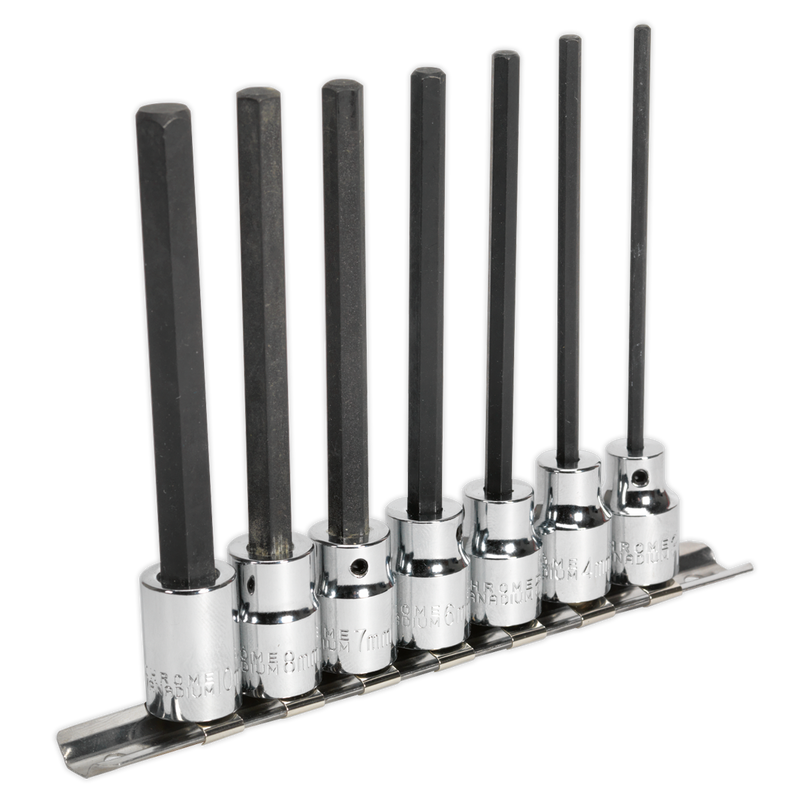 Hex Socket Bit Set 7pc 3/8"Sq Drive 110mm Metric | Pipe Manufacturers Ltd..