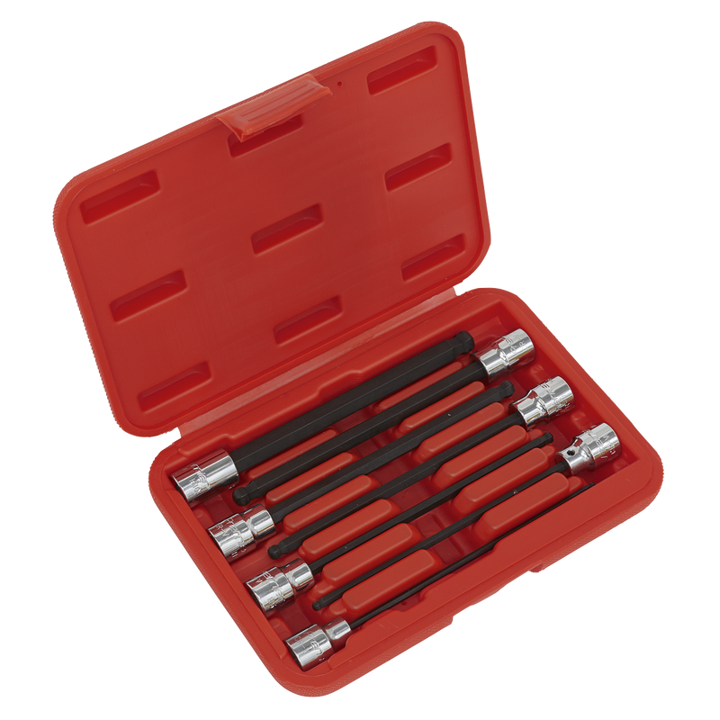 Ball-End Hex Socket Bit Set 7pc 3/8"Sq Drive 150mm Metric | Pipe Manufacturers Ltd..