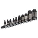 Hex Socket Bit Set 10pc Stubby 1/4", 3/8" & 1/2"Sq Drive Black Series | Pipe Manufacturers Ltd..