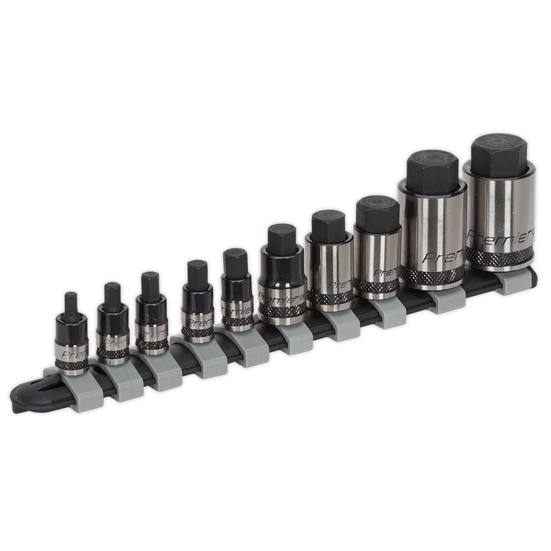 Hex Socket Bit Set 10pc Stubby 1/4", 3/8" & 1/2"Sq Drive Black Series | Pipe Manufacturers Ltd..