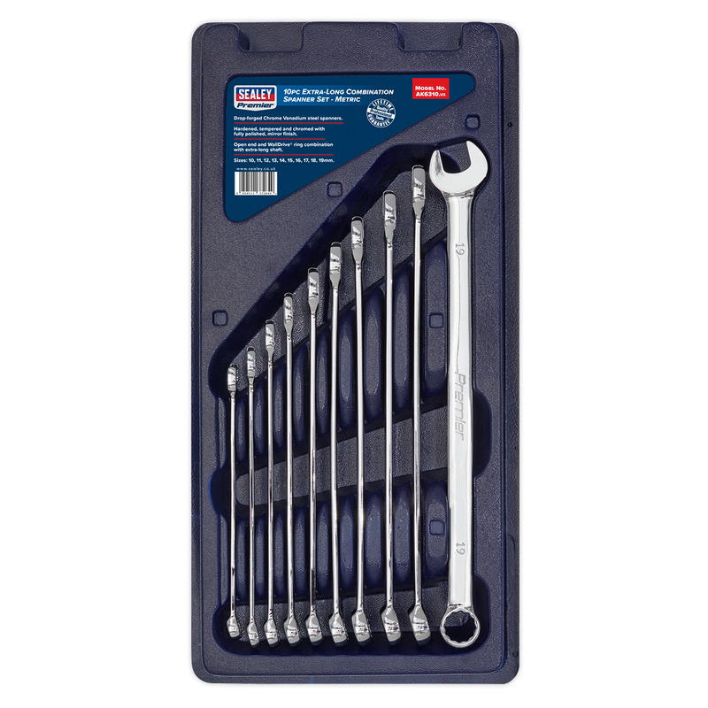 Combination Spanner Set 10pc Extra Long Metric | Pipe Manufacturers Ltd..
