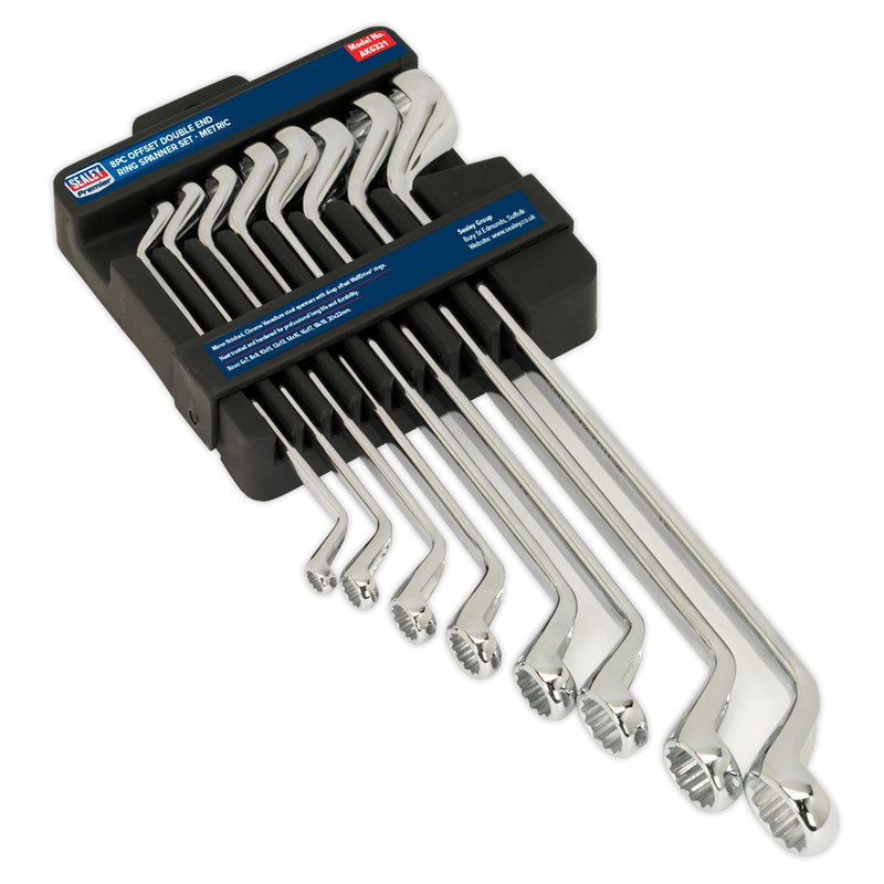 Offset Double End Ring Spanner Set 8pc Metric | Pipe Manufacturers Ltd..