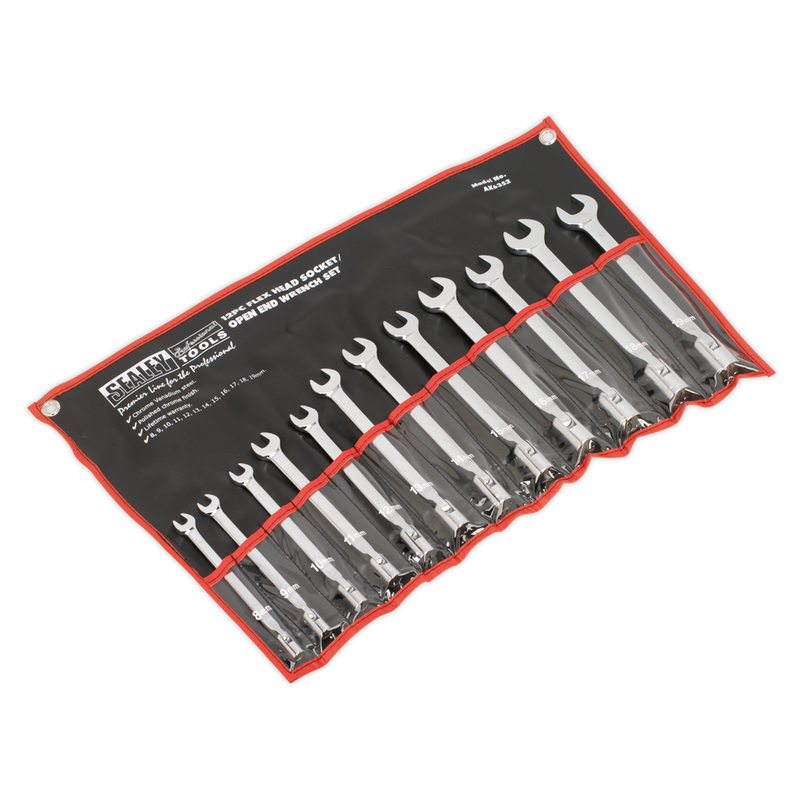 Flexi-Head Socket/Open End Spanner Set 12pc Metric | Pipe Manufacturers Ltd..