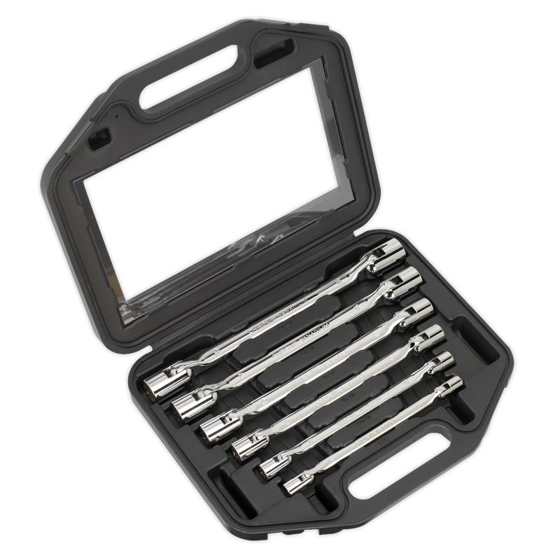 Double Flexi-Head Socket Spanner Set 6pc Fully Polished Metric | Pipe Manufacturers Ltd..