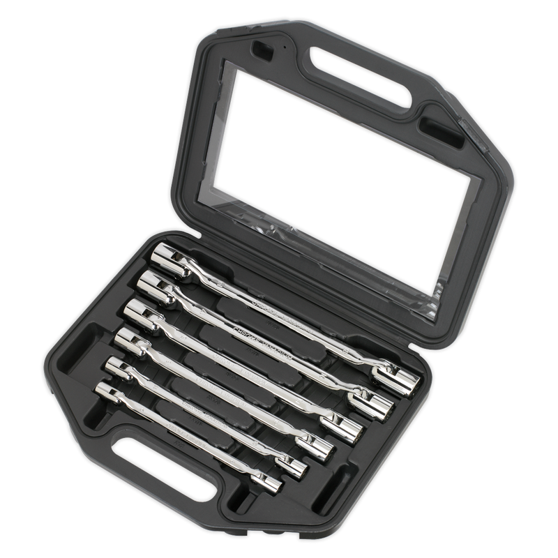 Double Flexi-Head Socket Spanner Set 6pc Fully Polished Metric | Pipe Manufacturers Ltd..