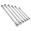 Flexi-Head Double End Ratchet Ring Spanner Set 6pc Extra Long Metric | Pipe Manufacturers Ltd..