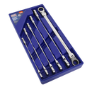 Flexi-Head Double End Ratchet Ring Spanner Set 6pc Extra Long Metric | Pipe Manufacturers Ltd..