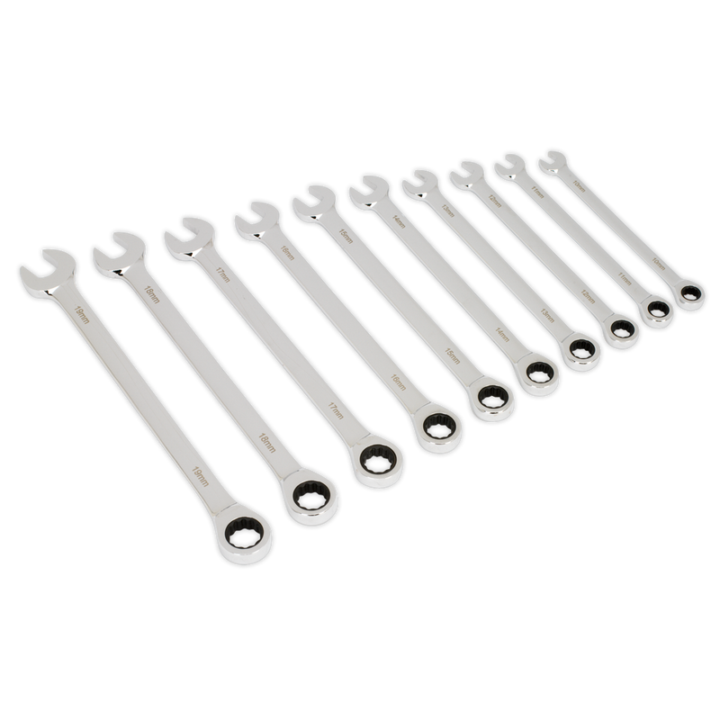 Combination Ratchet Spanner Set 10pc Extra Long Metric | Pipe Manufacturers Ltd..