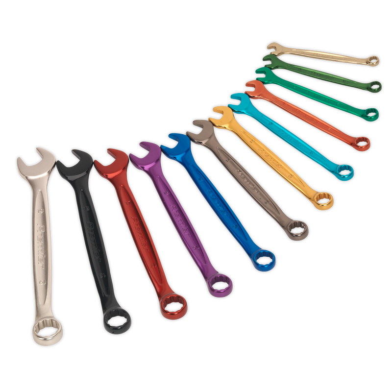 Combination Spanner Set 12pc Multi-Coloured Metric | Pipe Manufacturers Ltd..