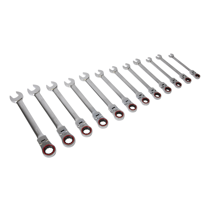 Flexi-Head Ratchet Combination Spanner Set 12pc Metric | Pipe Manufacturers Ltd..