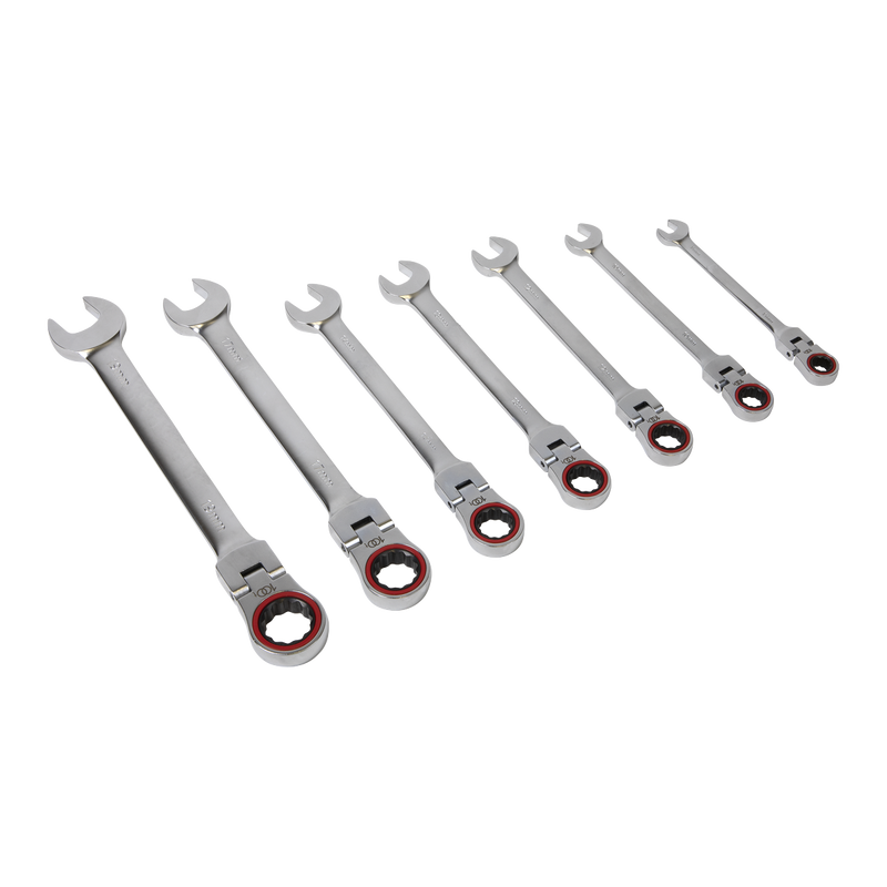 Flexi-Head Ratchet Combination Spanner Set 7pc Metric | Pipe Manufacturers Ltd..