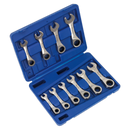 Combination Ratchet Spanner Set Stubby Stainless Steel 10pc Metric