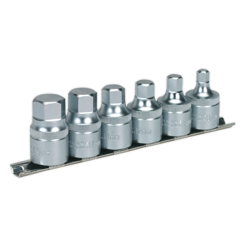 Hex Socket Bit Set with Rail 6pc Stubby 1/2"Sq Drive Metric | Pipe Manufacturers Ltd..