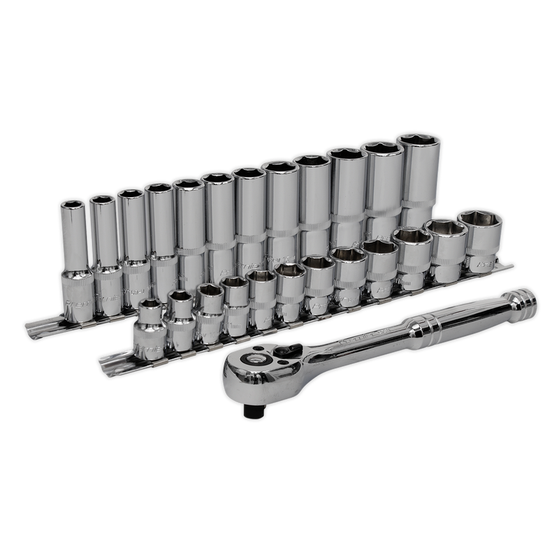 Ratchet Wrench & Socket Rail Set 25pc 3/8"Sq Drive | Pipe Manufacturers Ltd..