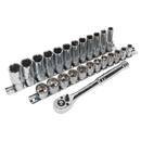 Ratchet Wrench & Socket Rail Set 25pc 3/8"Sq Drive | Pipe Manufacturers Ltd..