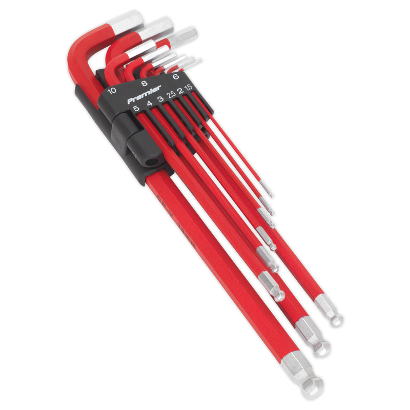 Ball-End Hex Key Set 9pc Extra Long Anti-Slip Display Box of 10 | Pipe Manufacturers Ltd..