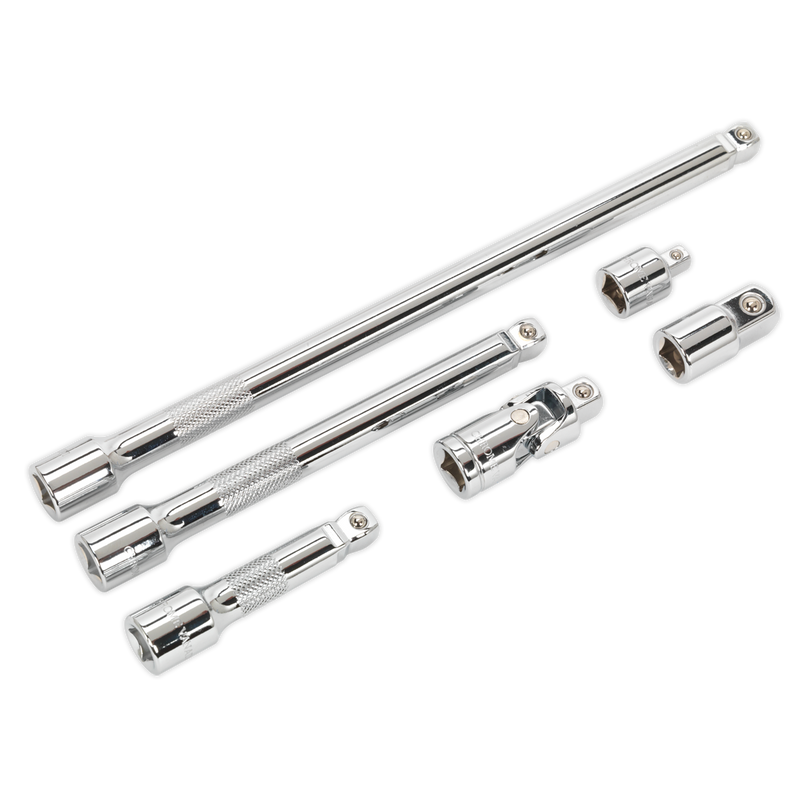 Wobble/Rigid Extension Bar, Adaptor & Universal Joint Set 6pc 3/8"Sq Drive | Pipe Manufacturers Ltd..