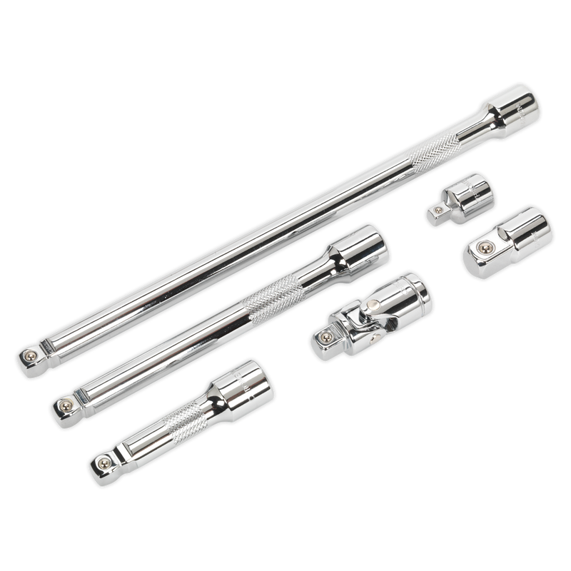 Wobble/Rigid Extension Bar, Adaptor & Universal Joint Set 6pc 3/8"Sq Drive | Pipe Manufacturers Ltd..