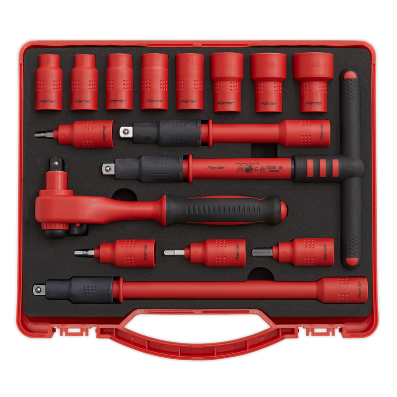 Insulated Socket Set 16pc 3/8"Sq Drive 6pt WallDrive¨ VDE Approved | Pipe Manufacturers Ltd..