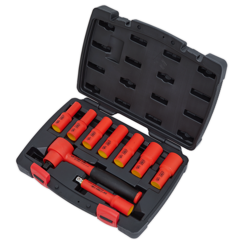 Insulated Socket Set 9pc 3/8"Sq Drive 6pt WallDrive¨ VDE Approved | Pipe Manufacturers Ltd..