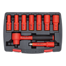 Insulated Socket Set 9pc 3/8"Sq Drive 6pt WallDrive¨ VDE Approved | Pipe Manufacturers Ltd..