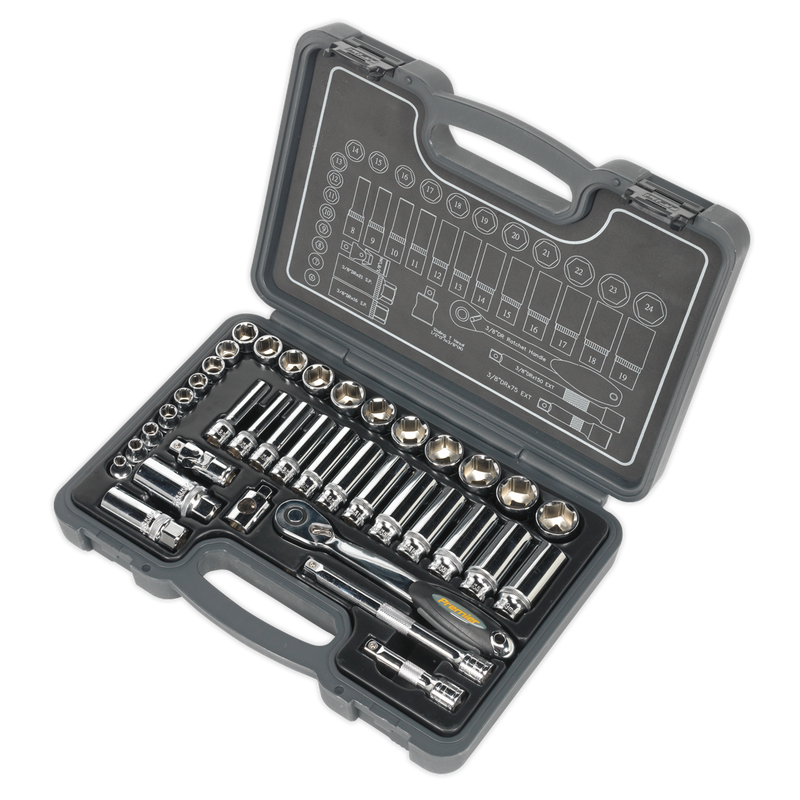 Socket Set 38pc 3/8"Sq Drive 6pt WallDrive¨ Metric | Pipe Manufacturers Ltd..