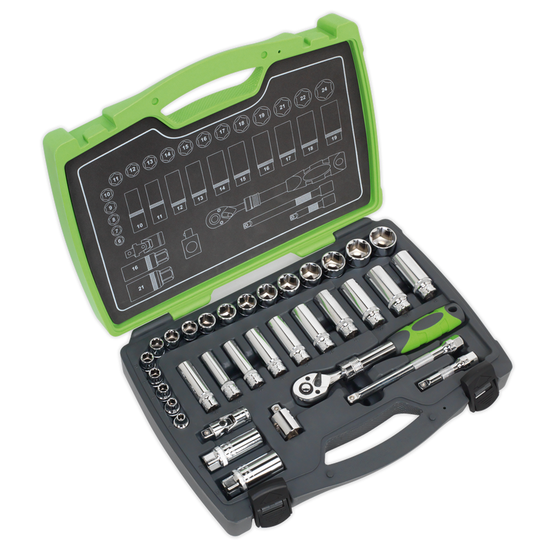 Socket Set 34pc 3/8"Sq Drive 6pt WallDrive¨ Metric | Pipe Manufacturers Ltd..