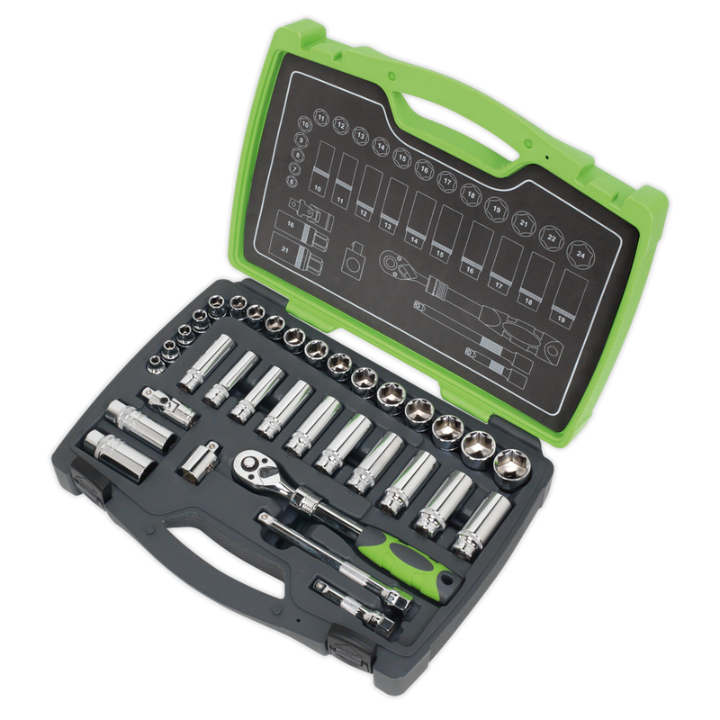 Socket Set 34pc 3/8"Sq Drive 6pt WallDrive¨ Metric | Pipe Manufacturers Ltd..