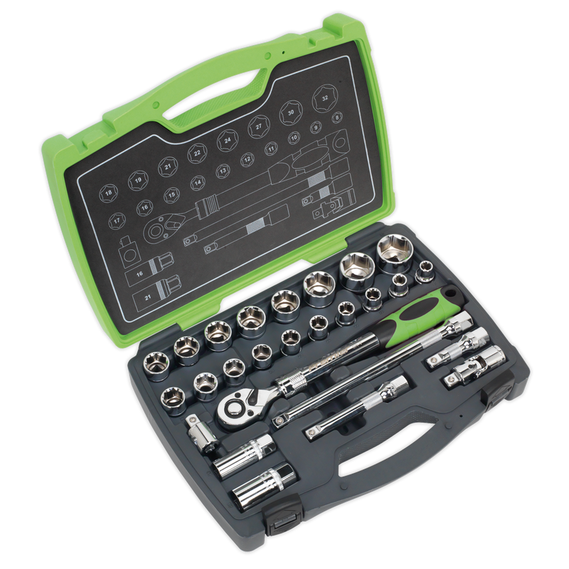 Socket Set 26pc 1/2"Sq Drive 6pt WallDrive¨ Metric | Pipe Manufacturers Ltd..