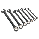 Combination Ratchet Spanner Set 7pc Black Series Metric | Pipe Manufacturers Ltd..