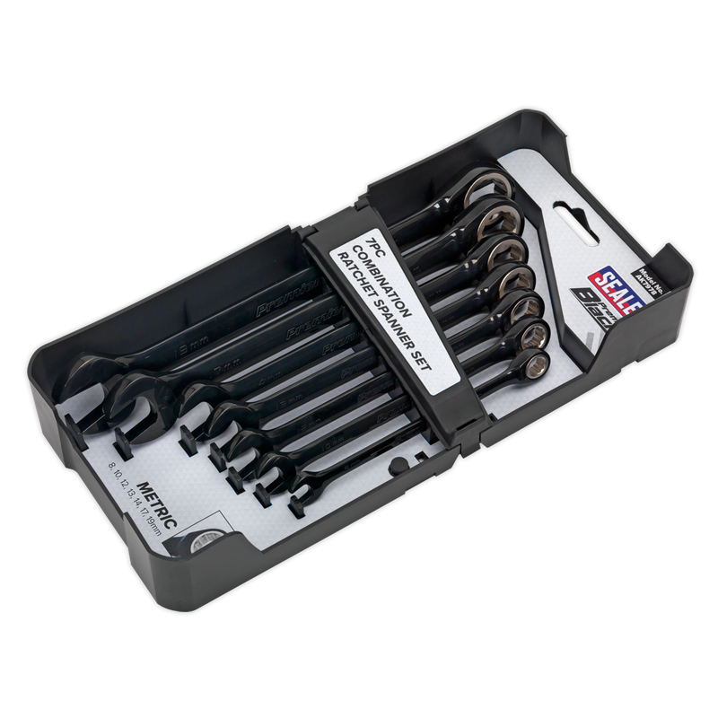 Combination Ratchet Spanner Set 7pc Black Series Metric | Pipe Manufacturers Ltd..