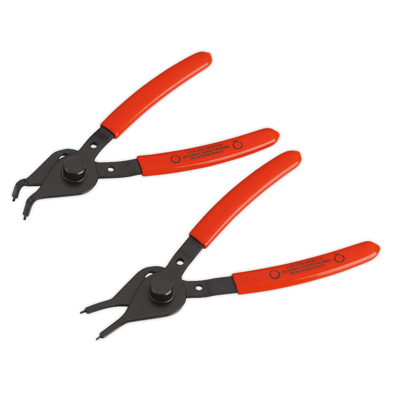 Circlip Pliers Set 2pc Reversible Straight/Bent Nose 12-25mm | Pipe Manufacturers Ltd..