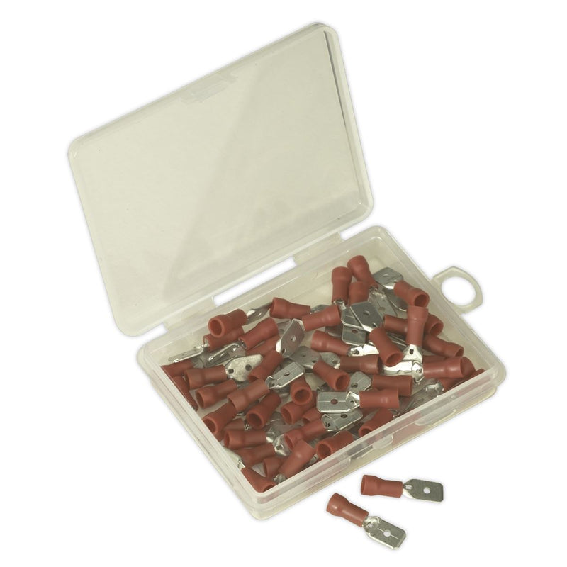 Male Blade Crimping Terminals Red 6.3mm Size 22-16 50pcs | Pipe Manufacturers Ltd..