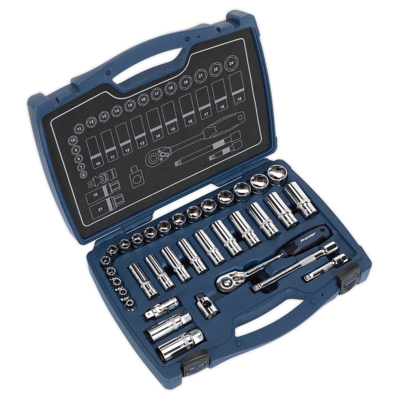 Socket Set 34pc 3/8"Sq Drive 6pt WallDrive¨ Metric | Pipe Manufacturers Ltd..