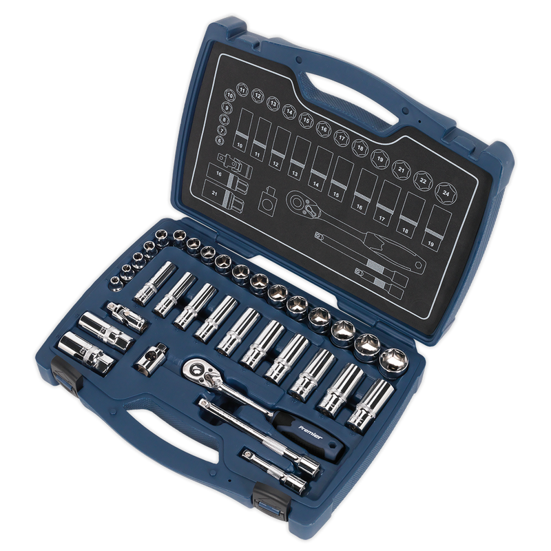 Socket Set 34pc 3/8"Sq Drive 6pt WallDrive¨ Metric | Pipe Manufacturers Ltd..