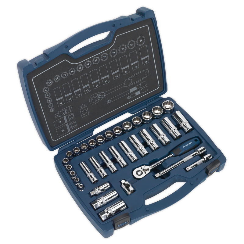 Socket Set 34pc 3/8"Sq Drive 12pt WallDrive¨ Metric | Pipe Manufacturers Ltd..