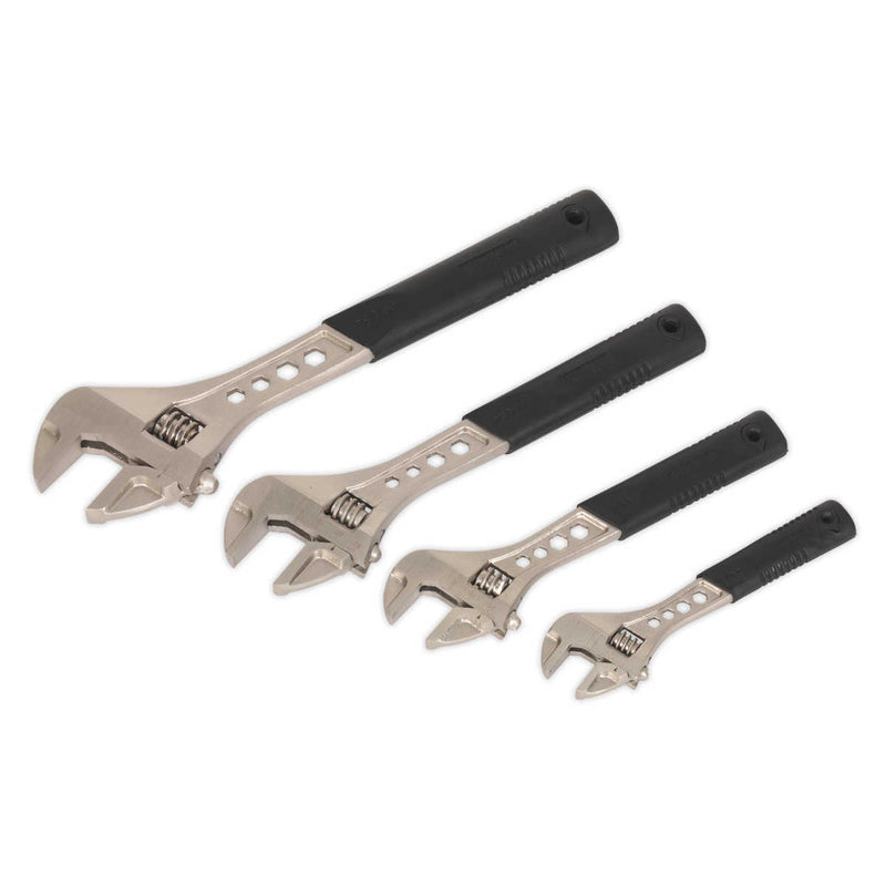 Adjustable Wrench Set, Silver, 4 Pieces | Pipe Manufacturers Ltd..