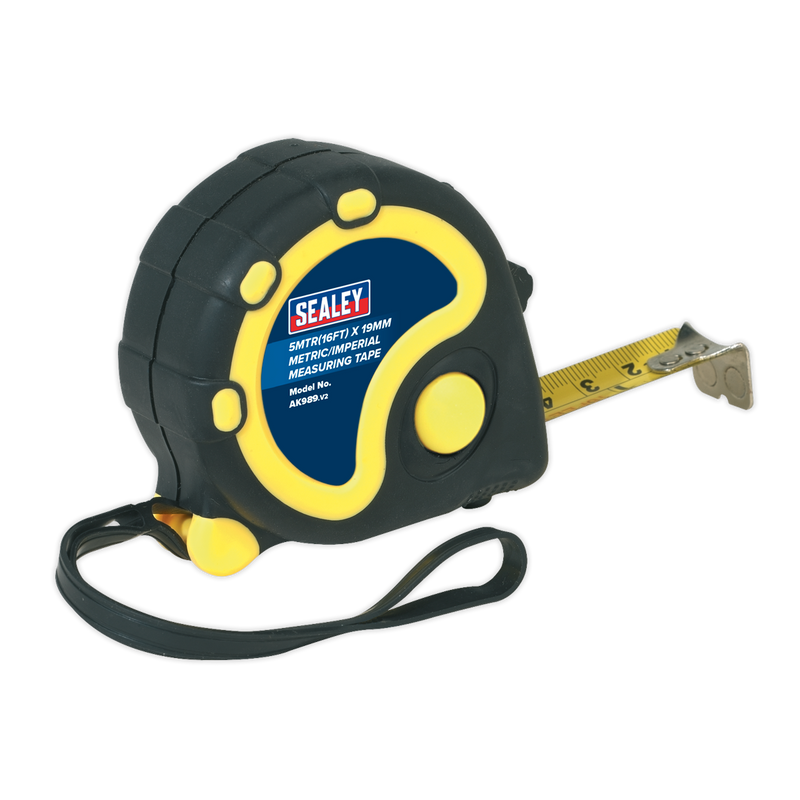 Rubber Tape Measure 5m(16ft) x 19mm Metric/Imperial Display Box of 12 | Pipe Manufacturers Ltd..