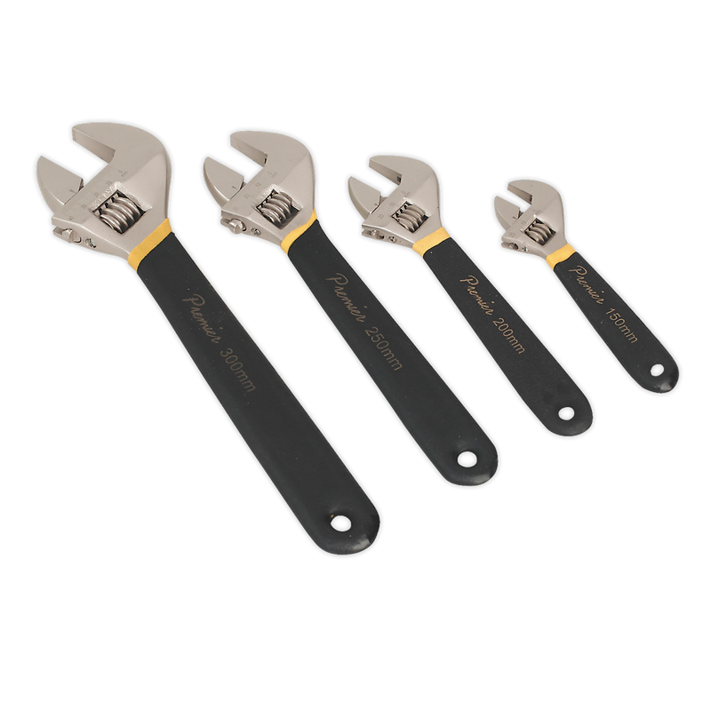Adjustable Wrench Set 4pc Ni-Fe Finish | Pipe Manufacturers Ltd..