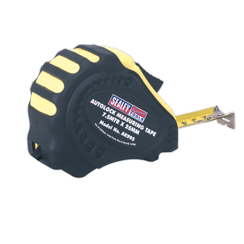 Autolock Tape Measure 7.5m(25ft) x 25mm - Metric/Imperial | Pipe Manufacturers Ltd..