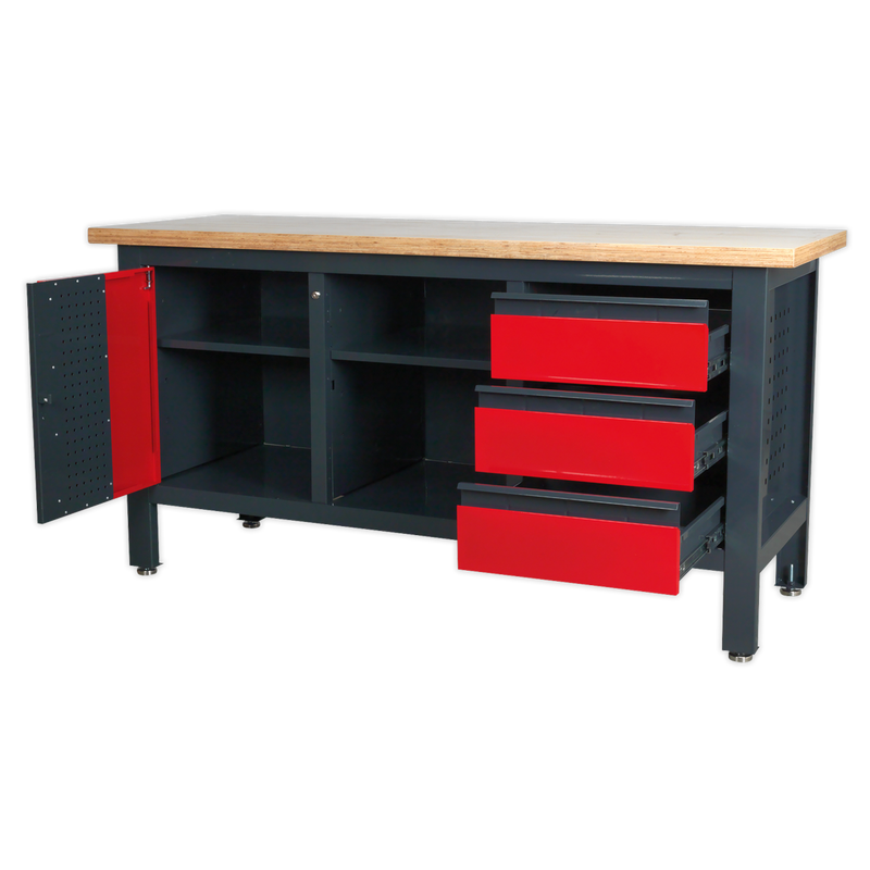 Workstation with 3 Drawers, 1 Cupboard & Open Storage | Pipe Manufacturers Ltd..