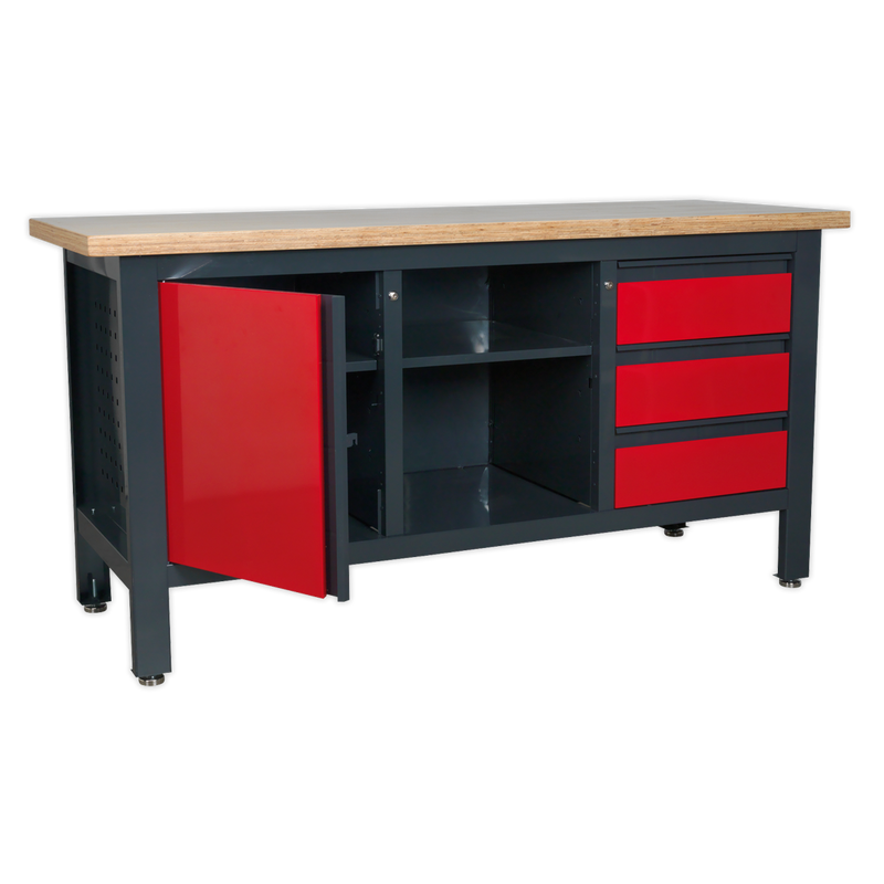 Workstation with 3 Drawers, 1 Cupboard & Open Storage | Pipe Manufacturers Ltd..