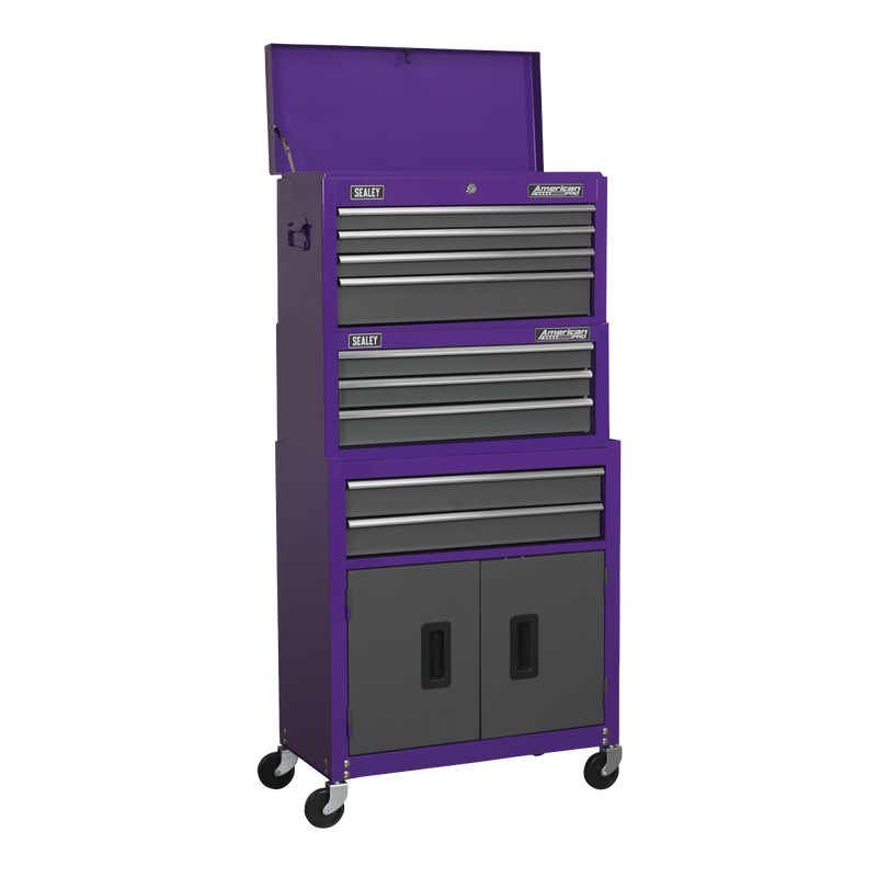 Topchest, Mid-Box & Rollcab 9 Drawer Stack - Purple | Pipe Manufacturers Ltd..